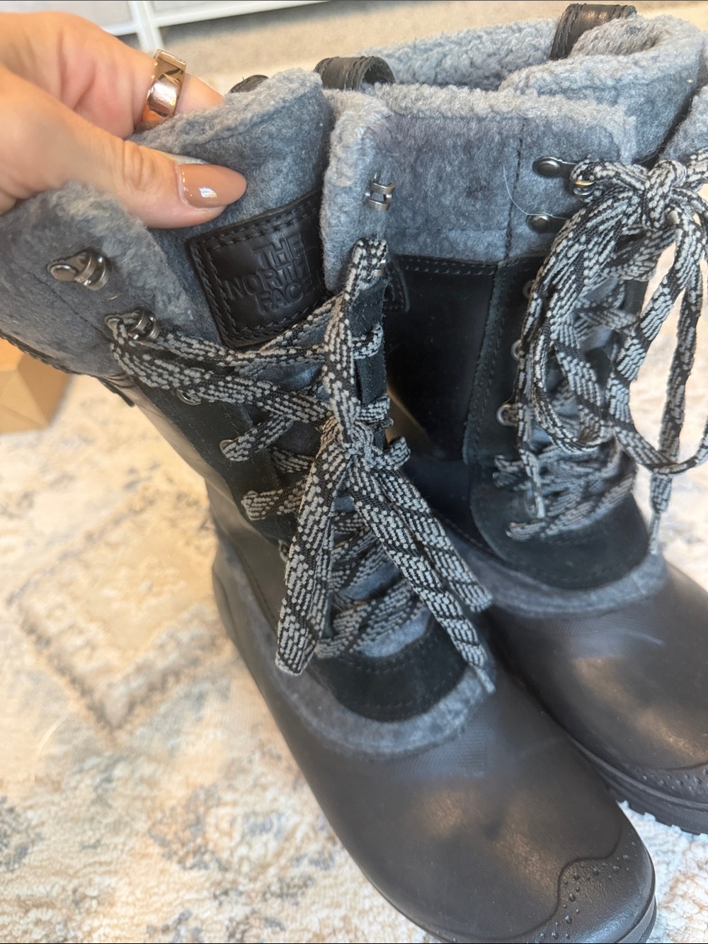 The North Face Women's Black & Gray Insulated Lace-Up Winter Boots